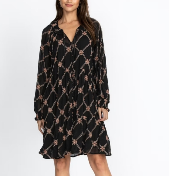 Johnny Was Dresses & Skirts - Elegant Black and Pink Patterned Dress